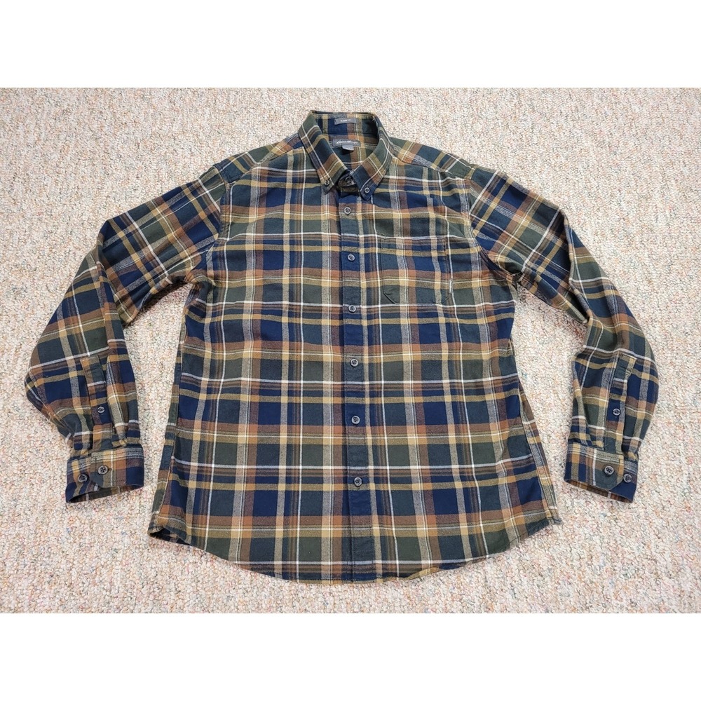 Eddie Bauer Shirt Mens Large Multi Plaid Flannel Classic Fit Button Down Outdoor